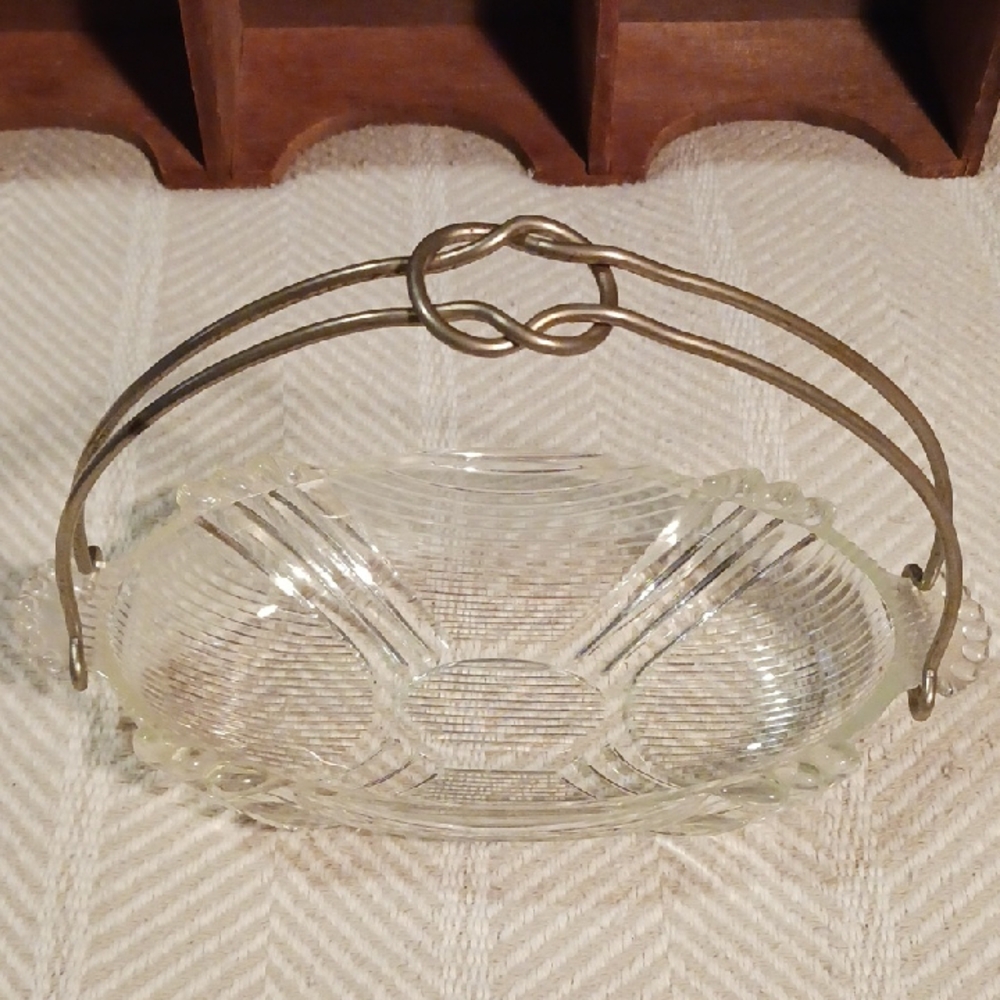 Glass Basket with Metal Handle